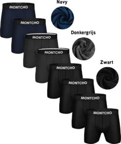 MONTCHO - Boxershort Heren - 8 Pack (4 Zwart - 2 Donkergrijs - 2 Navy) - Maat: XL -Merkloos Soldes 1008x1200
