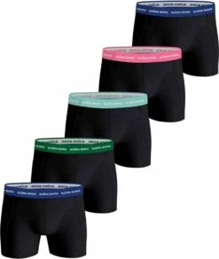Björn Borg Boxershorts Essential ( 5-pack) - Cotton Stretch Boxers Normale Lengte - Zwart Met Gekleurde Tailleband - Maat: M -Merkloos Soldes 1014x1200
