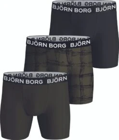 Bjorn Borg - Performance Boxers 3-Pack Zwart Groen - Maat XL - Body-fit