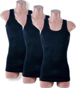 3 Pack Top Kwaliteit Hemd - 100% Katoen - Zwart - Maat XL