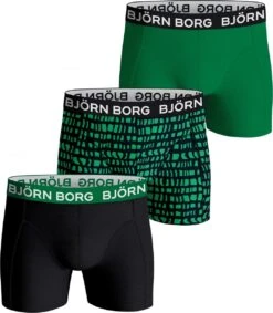 Björn Borg Boxershorts Essential ( 3-pack) - Cotton Stretch Boxers Normale Lengte - Zwart - Groen En Zwart Met Groene Print - Maat: XL -Merkloos Soldes 1047x1200 6