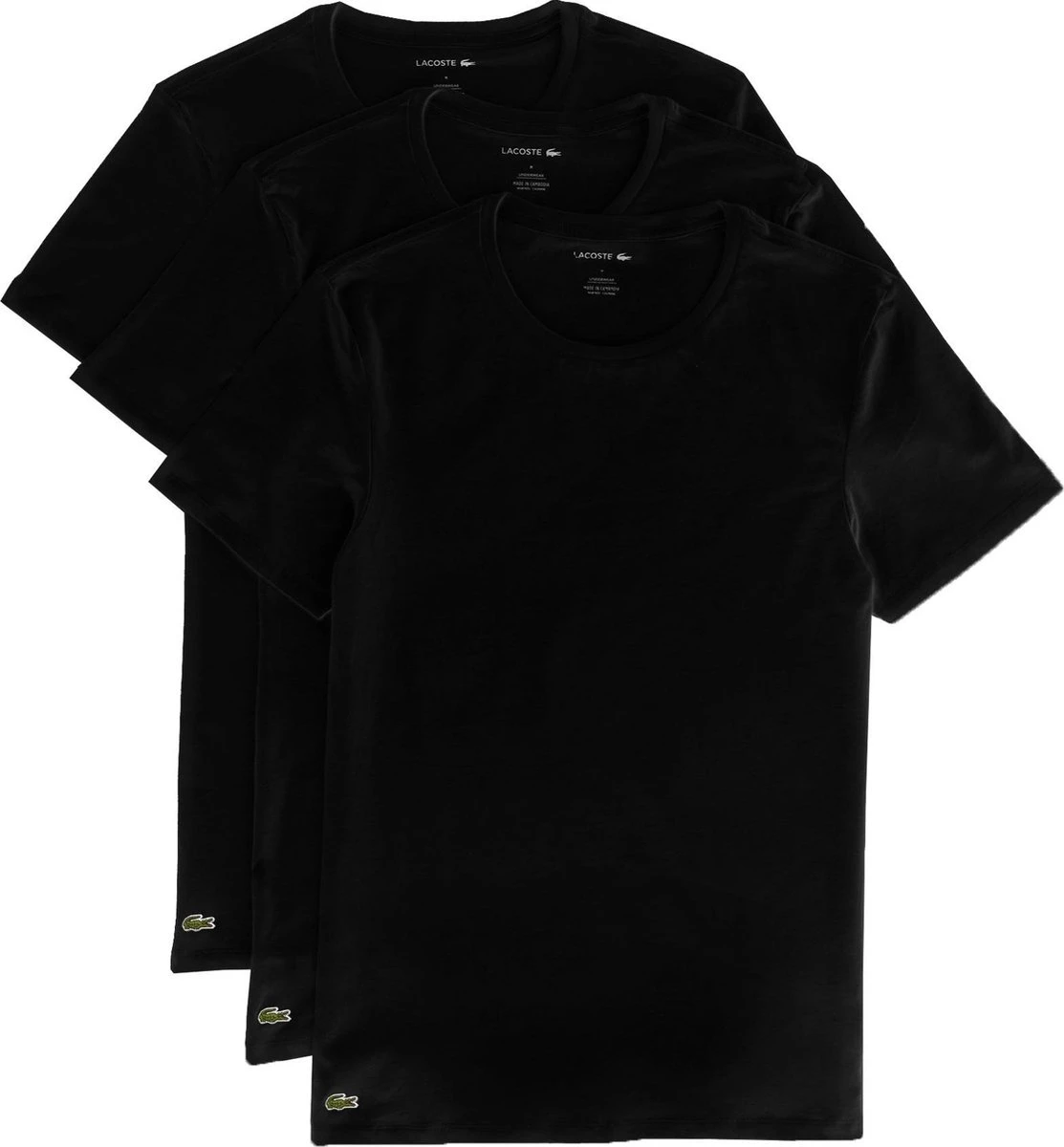 Lacoste Heren 3-pack Ondershirt - Zwart - Maat L 3 Lacoste Heren 3-pack Ondershirt - Zwart - Maat L