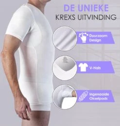 Anti Zweet Shirt – V-Hals - Krexs - Ingenaaide Okselpads – Anti Transpirant – Ondershirt - Wit - Mannen -Merkloos Soldes 1142x1200 1