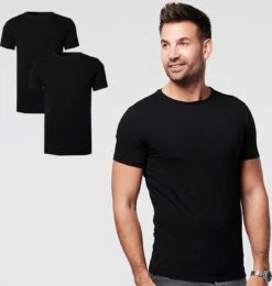 SKOT Fashion Duurzaam T-shirt Heren Round Neck Black 2-pack - Zwart - Maat XL