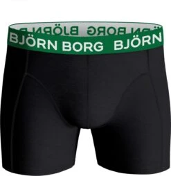 Björn Borg Boxershorts Essential ( 3-pack) - Cotton Stretch Boxers Normale Lengte - Zwart - Groen En Zwart Met Groene Print - Maat: XL