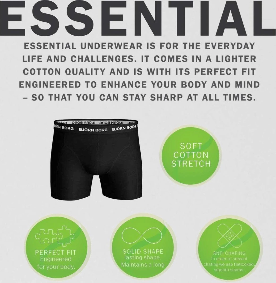 Bjorn Borg Solid Essential Heren Boxershort-3P-Zwart-Maat L 9 Bjorn Borg Solid Essential Heren Boxershort-3P-Zwart-Maat L – Image 7