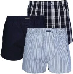 Calvin Klein - Heren 3-Pack Wijde Boxershorts Blauw Wit - M