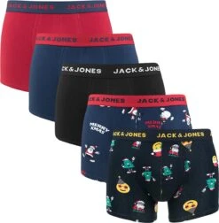 Merkloos Soldes 14 JACK&JONES JACSMILEY XMAS TRUNKS 5 PACK Heren Onderbroek - Maat M