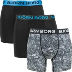 Björn Borg Performance 3P Print Zwart & Wit - L