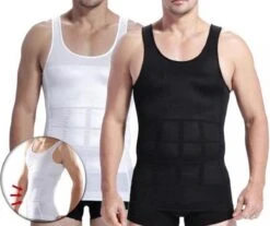 Merkloos Corrigerend Hemd Mannen - Body Buik Shapewear Shirt - Figuurcorrigerend Correctie Ondershirt - Onderhemd - Wit - Large