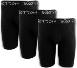 3-Pack SQOTTON® Boxershort - Extra Lange Pijp - Zwart - Maat XXL