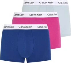 Calvin Klein Low Rise Trunks (3-pack) - Lage Heren Boxers Kort - Lichtgrijs - Roze - Blauw - Maat: M