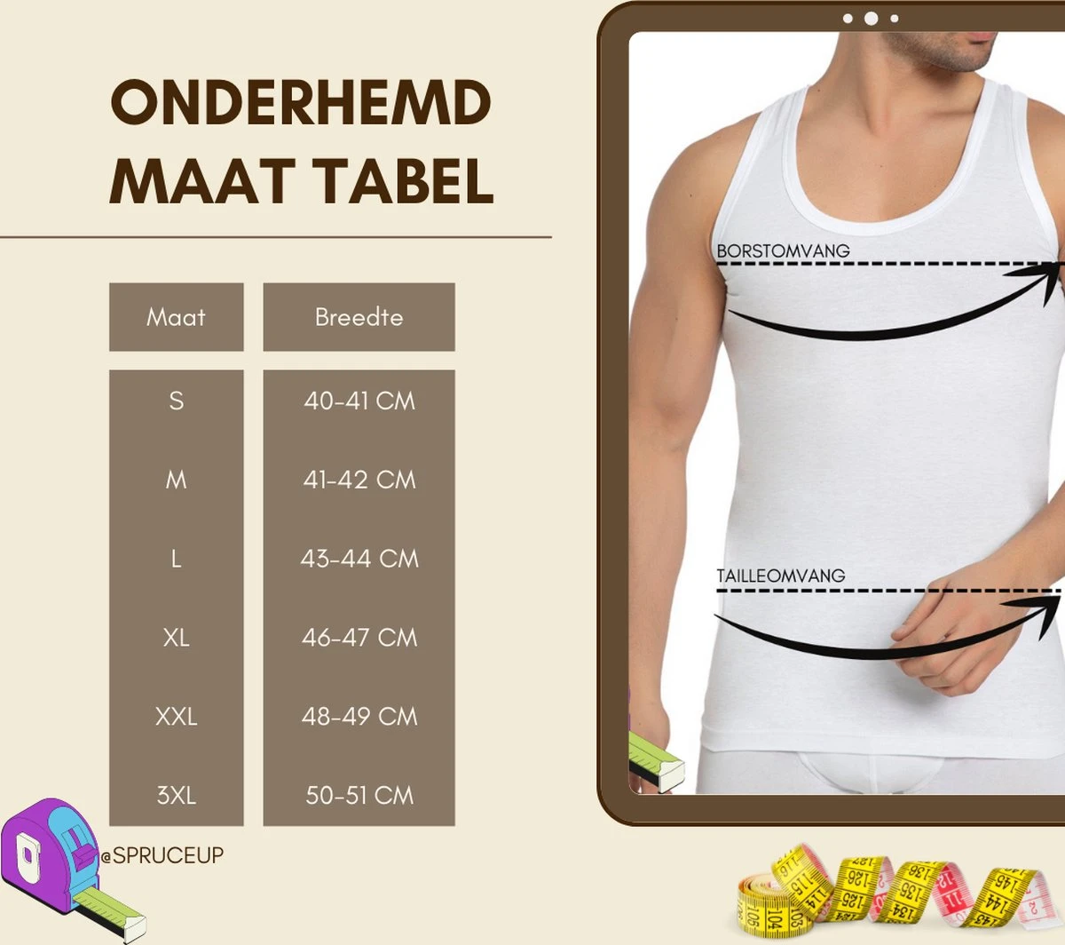 SPRUCE UP - Onderhemden - Hemden Heren - Onderhemd Heren - Wit - 100% Katoen - Tanktop Heren - Mouwloos - Heren Ondergoed - Ronde Hals - Maat L 4 SPRUCE UP - Onderhemden - Hemden Heren - Onderhemd Heren - Wit - 100% Katoen - Tanktop Heren - Mouwloos - Heren Ondergoed - Ronde Hals - Maat L – Image 2