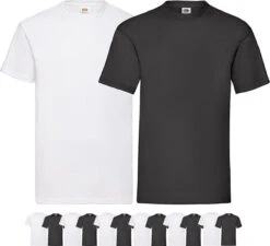 12 Pack Witte & Zwarte Shirts Fruit Of The Loom Ronde Hals Maat XL Valueweight