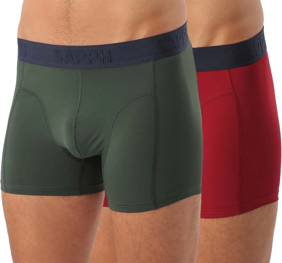 Sapph Boxershort Heren - Nolan - Microvezel - 2pack - Groen/Rood - M 3 Sapph Boxershort Heren - Nolan - Microvezel - 2pack - Groen/Rood - M