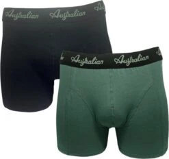 2 Pack - Australian Bamboe Boxers - Boxershorts Heren - Groen/Zwart - Maat L