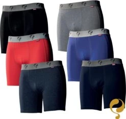 Quick Q1905 Bodywear Heren Boxershorts 6-Pack Zwart Grijs Blauw Rood Jeans Navy
