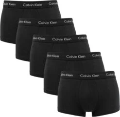 Calvin Klein Low Rise Trunks (5-pack) - Lage Korte Boxers - Zwart Met Zwarte Tailleband - Maat: L