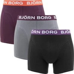 Björn Borg Boxershorts Essential (3 Pack) - Cotton Stretch Boxers Normale Lengte - Zwart - Grijs En Bordeaux - Maat: L