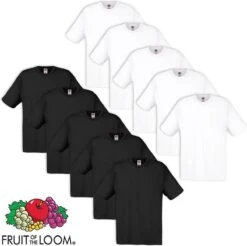 Fruit Of The Loom T-shirt Maat L 100% Katoen 10 Stuks (5 Wit/5 Zwart)