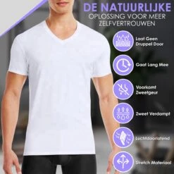 Anti Zweet Shirt – V-Hals - Krexs - Ingenaaide Okselpads – Anti Transpirant – Ondershirt - Wit - Mannen -Merkloos Soldes 1200x1200 210