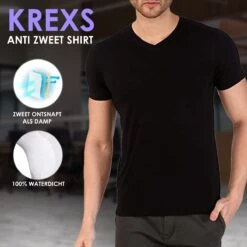 Anti Zweet Shirt – V-Hals - Krexs - Ingenaaide Okselpads – Anti Transpirant – Ondershirt - Zwart - Mannen -Merkloos Soldes 1200x1200 217