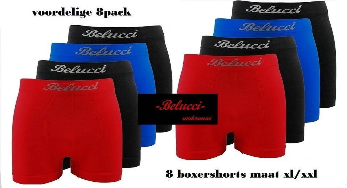 Belucci Heren Boxershorts Microfiber (8pack) Maat XL/XXL 3 Belucci Heren Boxershorts Microfiber (8pack) Maat XL/XXL
