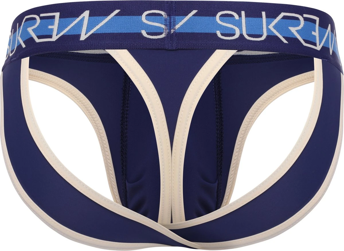 Sukrew Classic V-Thong Navy/Cream - Maat M - Sexy Heren Ondergoed - Erotische String Voor Mannen 4 Sukrew Classic V-Thong Navy/Cream - Maat M - Sexy Heren Ondergoed - Erotische String Voor Mannen – Image 2