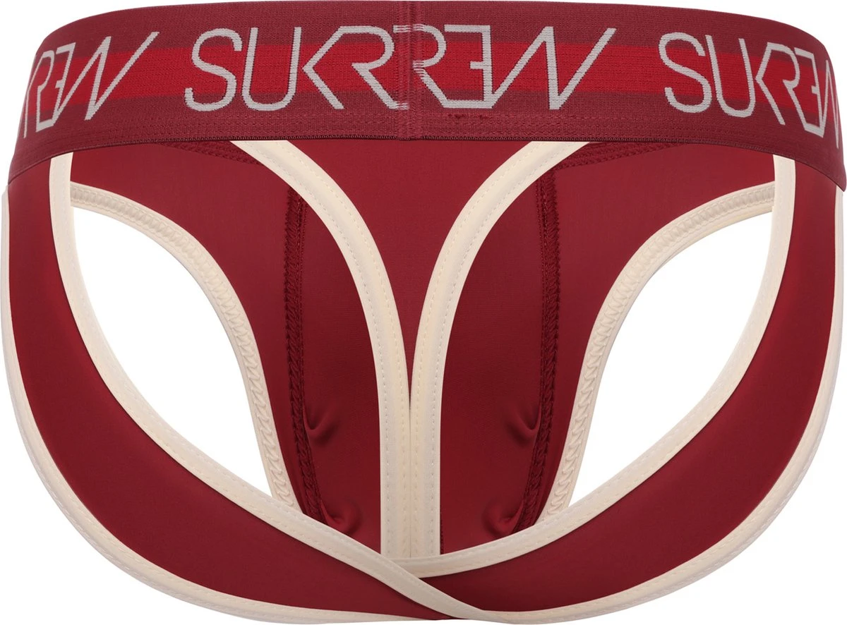Sukrew Classic V-Thong Burgundy/Cream - Maat M - Sexy Heren Ondergoed - Erotische String Voor Mannen 4 Sukrew Classic V-Thong Burgundy/Cream - Maat M - Sexy Heren Ondergoed - Erotische String Voor Mannen – Image 2