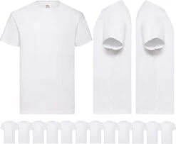12 Pack Witte Shirts Fruit Of The Loom Ronde Hals Maat L