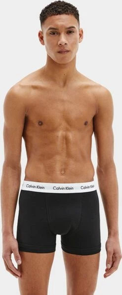 Calvin Klein Trunks (3-pack) - Heren Boxers Normale Lengte - Zwart Met Gekleurde Tailleband - Maat: M -Merkloos Soldes 498x1200