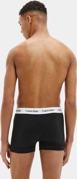 Calvin Klein Trunks (3-pack) - Heren Boxers Normale Lengte - Zwart Met Gekleurde Tailleband - Maat: M -Merkloos Soldes 517x1200