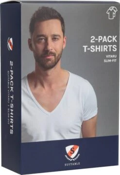 Suitable - T-shirt Wit Diepe V-hals Vitaru Stretch 2 Pack - Maat L - Slim-fit -Merkloos Soldes 826x1200