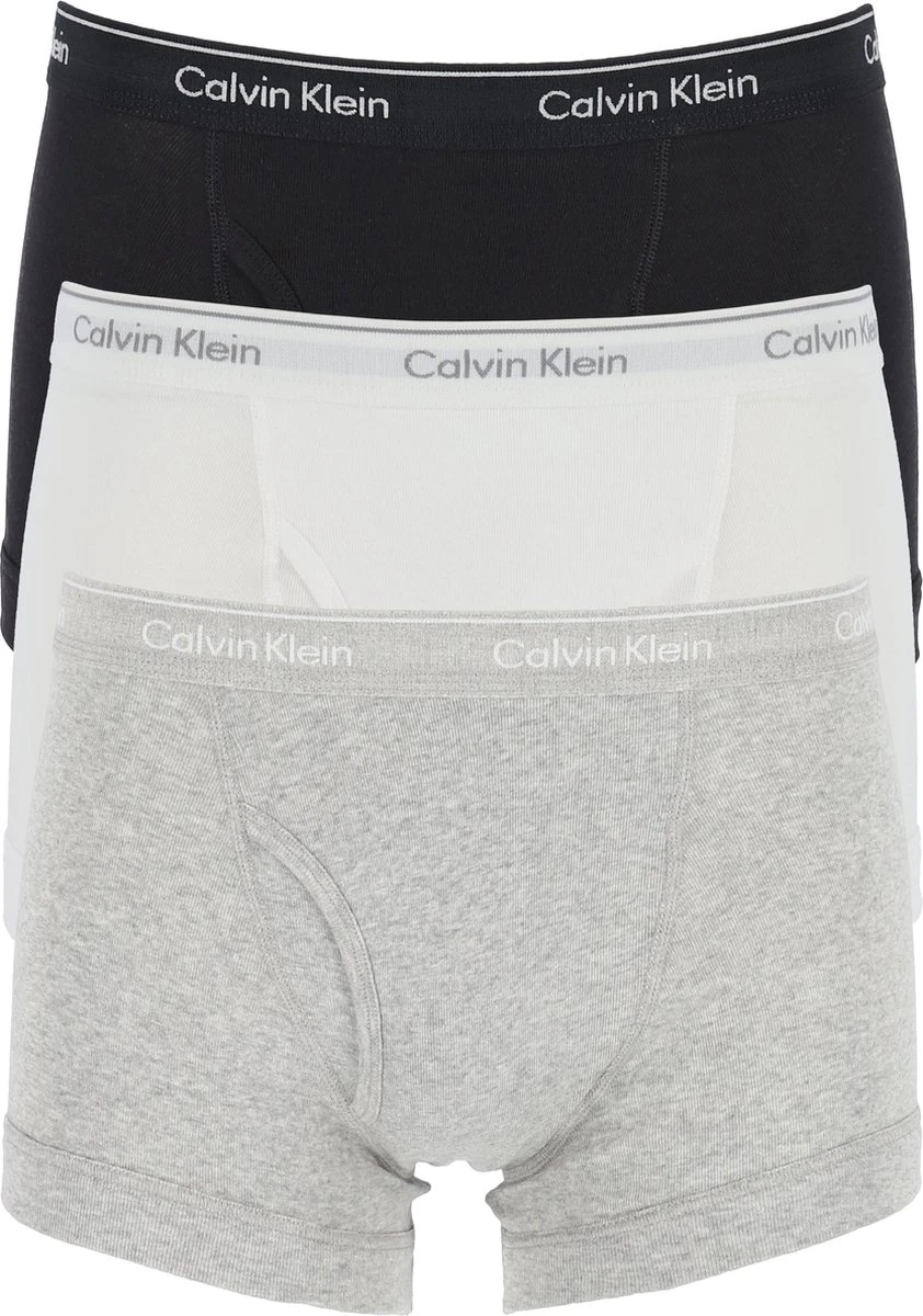 Calvin Klein Trunks (3-pack) - Heren Boxer Normale Lengte Met Gulp - Zwart - Wit - Grijs - Maat: L 7 Calvin Klein Trunks (3-pack) - Heren Boxer Normale Lengte Met Gulp - Zwart - Wit - Grijs - Maat: L – Image 5