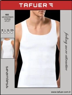 TAFUER - Corrigerend Hemd Mannen - Body Buik Shapewear Shirt - Slim Waist Shaper - Mouwloos - Wit - L
