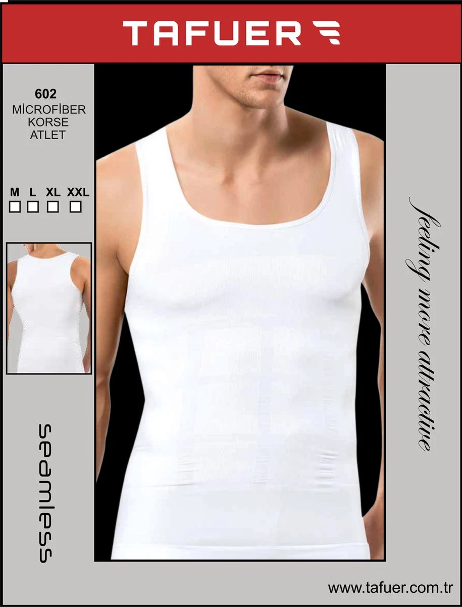 TAFUER - Corrigerend Hemd Mannen - Body Buik Shapewear Shirt - Slim Waist Shaper - Mouwloos - Wit - M 3 TAFUER - Corrigerend Hemd Mannen - Body Buik Shapewear Shirt - Slim Waist Shaper - Mouwloos - Wit - M