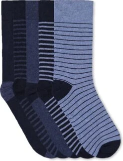 WE Fashion Heren Fijngebreide Gestreepte Sokken 5P - Maat 43-46