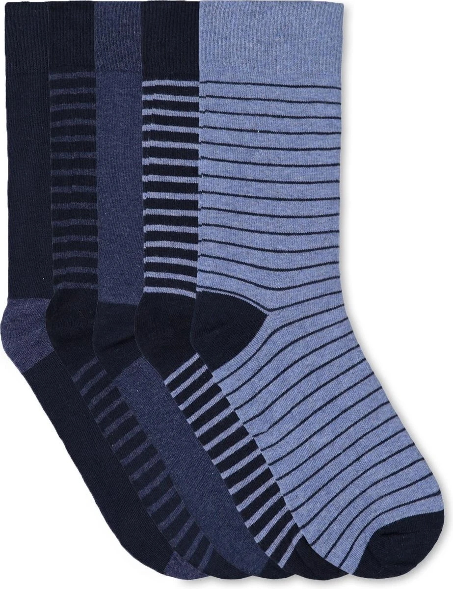 WE Fashion Heren Fijngebreide Gestreepte Sokken 5P - Maat 43-46 3 WE Fashion Heren Fijngebreide Gestreepte Sokken 5P - Maat 43-46