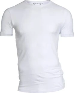Garage 201 - Bodyfit T-shirt Ronde Hals Korte Mouw Wit L 95% Katoen 5% Elastan