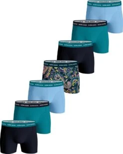 Merkloos Soldes 7 Björn Borg Boxershort Cotton Stretch - Onderbroeken - Boxer - 7 Stuks - Heren - Maat L - Baluw/Zwart