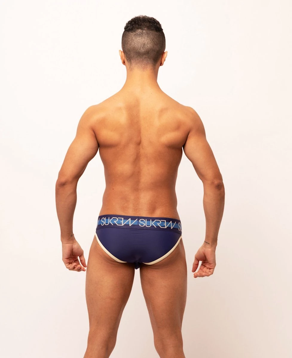 Sukrew Classic Slip Navy/Cream - Maat M - Heren Ondergoed - Onderbroek Met Grote Pouch 6 Sukrew Classic Slip Navy/Cream - Maat M - Heren Ondergoed - Onderbroek Met Grote Pouch – Image 4