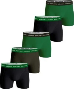 Björn Borg Boxershort Cotton Stretch- Onderbroeken - Boxer - 5 Stuks - Heren - Maat XL - Groen/Zwart