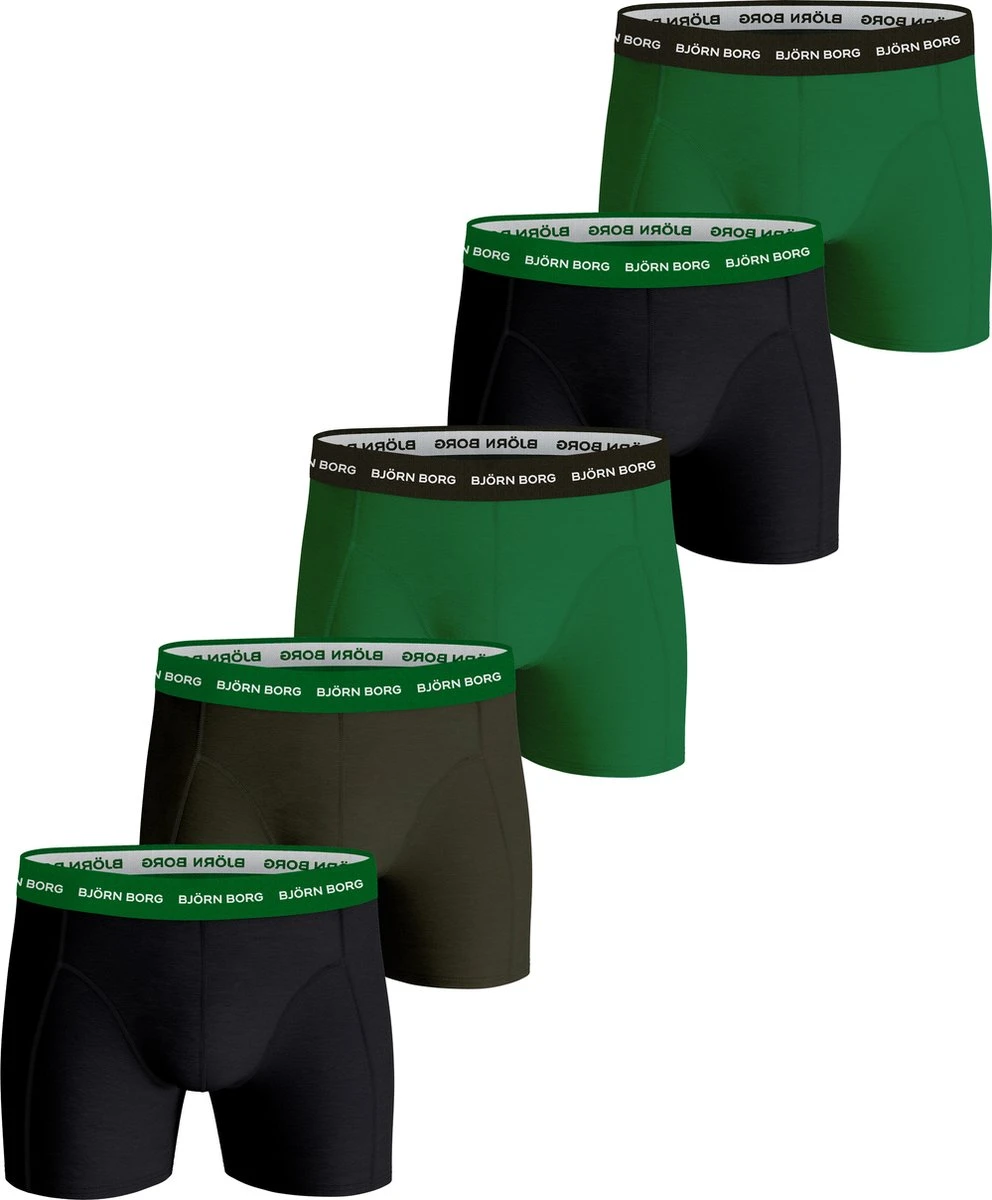 Björn Borg Boxershort Cotton Stretch- Onderbroeken - Boxer - 5 Stuks - Heren - Maat XL - Groen/Zwart 3 Björn Borg Boxershort Cotton Stretch- Onderbroeken - Boxer - 5 Stuks - Heren - Maat XL - Groen/Zwart