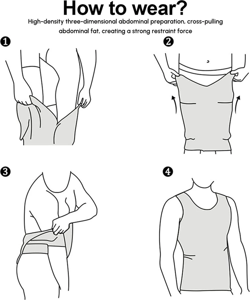 TAFUER - Corrigerend Hemd Mannen - Body Buik Shapewear Shirt - Slim Waist Shaper - Mouwloos - Wit - M 6 TAFUER - Corrigerend Hemd Mannen - Body Buik Shapewear Shirt - Slim Waist Shaper - Mouwloos - Wit - M – Image 4